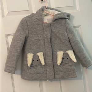 Grey zip up hooded coat